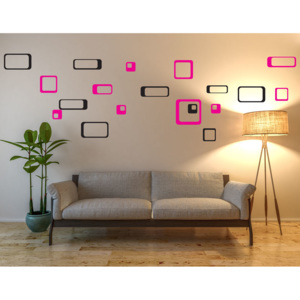 Dekorativní čtverce - samolepka na zeď Černá a růžová 2 x 50 x 50 cm