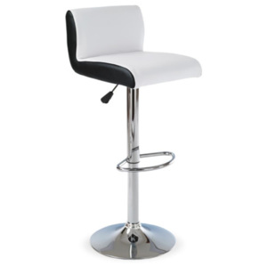 Barová židle, chrom/koženka bílá s černými boky