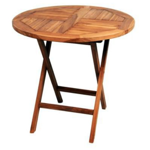 DIVERO kulatý zahradní stolek z týkového dřeva, Ø 80 cm