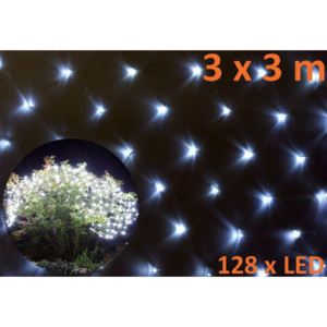 Světelný závěs s LED diodami - 3 x 3 m studená bílá 128 LED