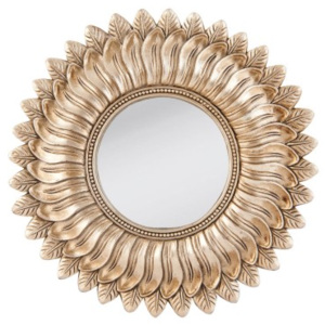 Zlaté kulaté zrcadlo s ornamentem -21*3*21 cm Clayre & Eef