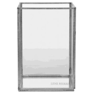 Lene Bjerre Velká skleněná lucerna ADRINE, s šedým rámečkem