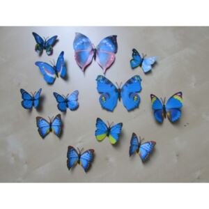Decor4Walls 3D motýli 12ks modrá
