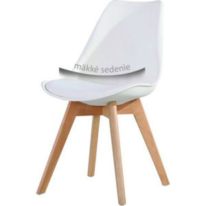 Židle, bílá + buk, BALI