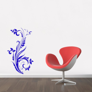 Květinový vzor - samolepka na zeď Modrá 20 x 50 cm