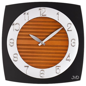 Skleněné dřevěné moderní nástěnné hodiny JVD N11043.B