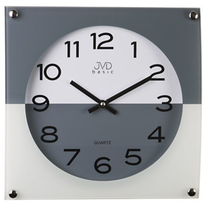 Skleněné módní šedo bílé Nástěnné hodiny JVD N28114.3