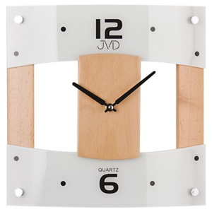 Skleněné dřevěné nástěnné hodiny JVD N11042A