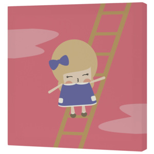Happynois Nástěnný obraz Moon Dream - holčička na žebříku, 27x27 cm
