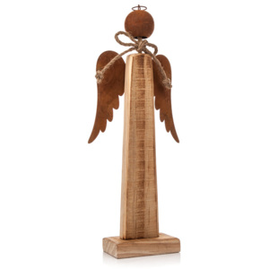 Dřevěný anděl Kov, 29 cm Dekorace