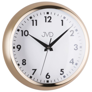 Designové chromové kovové hodiny JVD HT077.2 (barva žlutého zlata)