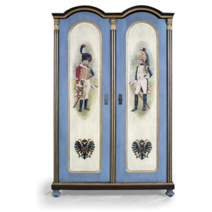 Malovaná dvoudveřová šatní skříň s vojáky