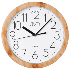 Nástěnné netikající tiché hodiny JVD quartz H612.18 imitace dřeva světlé
