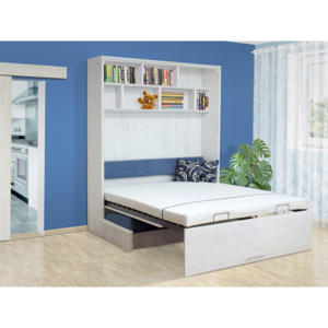 Výklopná postel s pohovkou VS 1063P, 200x140cm lamino: buk, nosnost postele: standardní nosnost