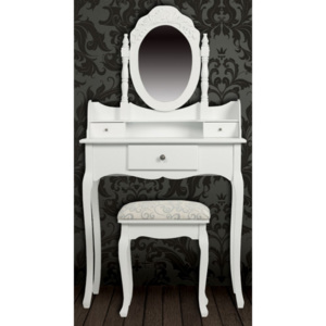 Toaletní stolek s bílou stoličkou Dekorhome