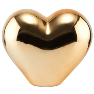 LOVE Dekorační srdce z keramiky, 12 cm - zlatá