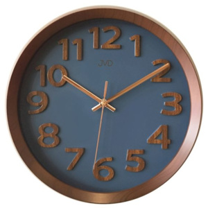Nadčasové plastové nástěnné designové hodiny JVD HT073.3 v imitaci dřeva