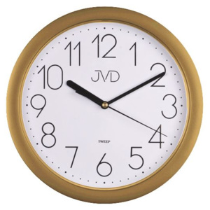 Plastové netikající tiché hodiny JVD sweep HP612.26 - metalická zlatá