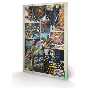 Dřevěný obraz Star Wars - Retro Comic, (40 x 59 cm)
