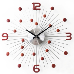 Luxusní moderní kovové hodiny JVD HT074.3 s červenými prvky (HT074.3 )
