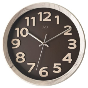 Nadčasové plastové nástěnné designové hodiny JVD HT073.4 v imitaci dřeva (nová koleckce hodin v imitaci dřeva)
