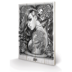 Dřevěný obraz Mya - Tattoo, (40 x 59 cm)