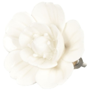 Keramická úchytka květ bílý - Ø 6 cm Clayre & Eef