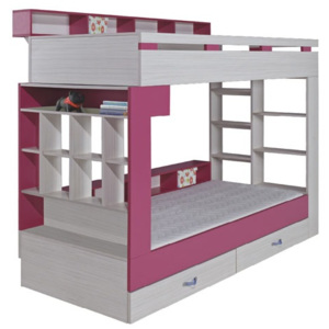 Meblar Patrová postel KOMI KM14 (Adéla) barevné provedení doplňků: rúžova