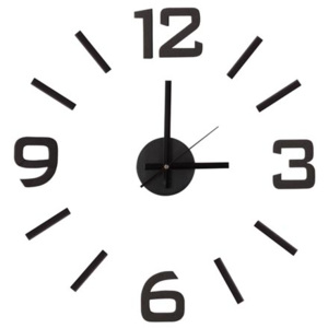 Černé nalepovací levné nástěnné hodiny WCS3 (5211-069)