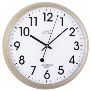 Plastové hodiny JVD sweep HP698.1 - béžové (netikající hodiny se senzorem podsvícení)
