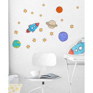 Mr. FOX Samolepka na zeď Space rocket, 29,7x42 cm