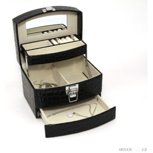 Luxusní černá šperkovnice SP-250/A25 s designem krokodýlí kůže