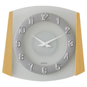 Dřevěné skleněné nástěnné hodiny JVD quartz N14029/68