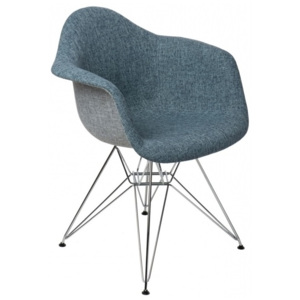 Designová židle DAR čalouněná, modrá/šedá