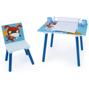Homestyle4U Dětský pracovní stolek se židličkou Pejsek