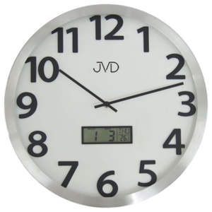 Kovové nástěnné hodiny JVD HO047.2 s digitálním teploměrem a ukazatelem data (POŠTOVNÉ ZDARMA!!)