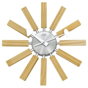 Paprskovité designové hodiny hodiny JVD quartz HT103.1 v kombinaci dřevo x kov