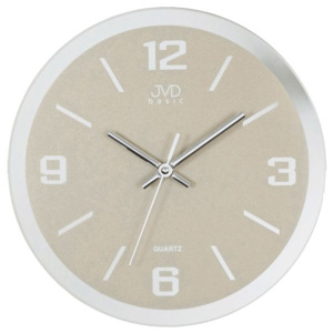 Skleněné šedivé nástěnné hodiny JVD quartz N27033.1