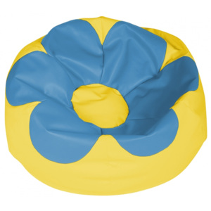 ANTARES Flower medium - Sedací pytel 65x65x45 - koženka žlutá/modrá