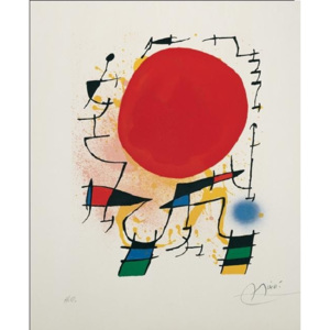 Obraz, Reprodukce - Rudé Slunce, Joan Miró, (60 x 80 cm)