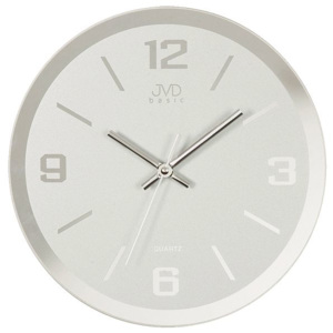 Skleněné stříbrné nástěnné hodiny JVD quartz N27033