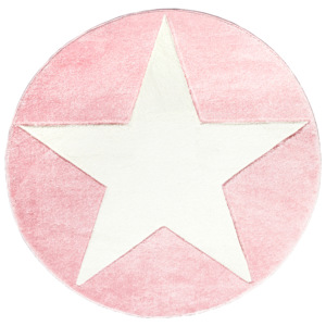 Happy Rugs Dětský kruhový koberec s hvězdou - růžový, průměr 160 cm