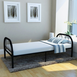 Kovová postel 90x200 cm černá + rošt Dekorhome