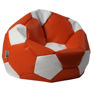 ANTARES Euroball medium - Sedací pytel 65x65x45cm - koženka oranžová/bílá