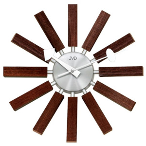 Paprskovité designové hodiny hodiny JVD quartz HT103.2 v kombinaci dřevo x kov
