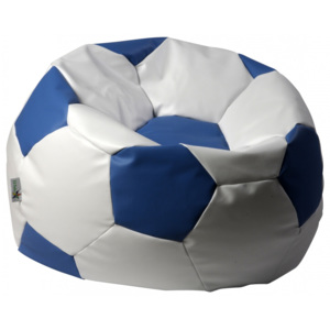 ANTARES Euroball medium - Sedací pytel 65x65x45cm - koženka bílá/modrá