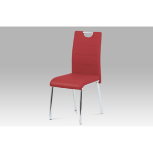 Jídelní židle chrom a potah ekokůže bordó DCL-401 BOR
