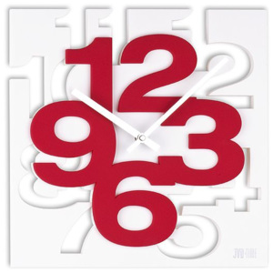 Luxusní moderní červeno-bílé nástěnné hodiny JVD TIME H106.2