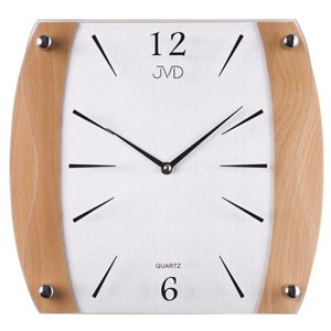 Dřevěné skleněné nástěnné hodiny JVD N11027.68