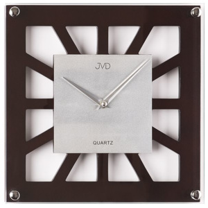 Dřevěné skleněné nástěnné hodiny JVD quartz N127.23